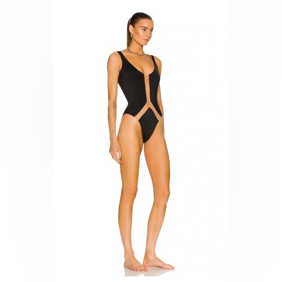 Norma Kamali Women Super Low Back Nude Mesh Mio Swimsuit 1-Piece Black XS S L - Picture 3 of 16